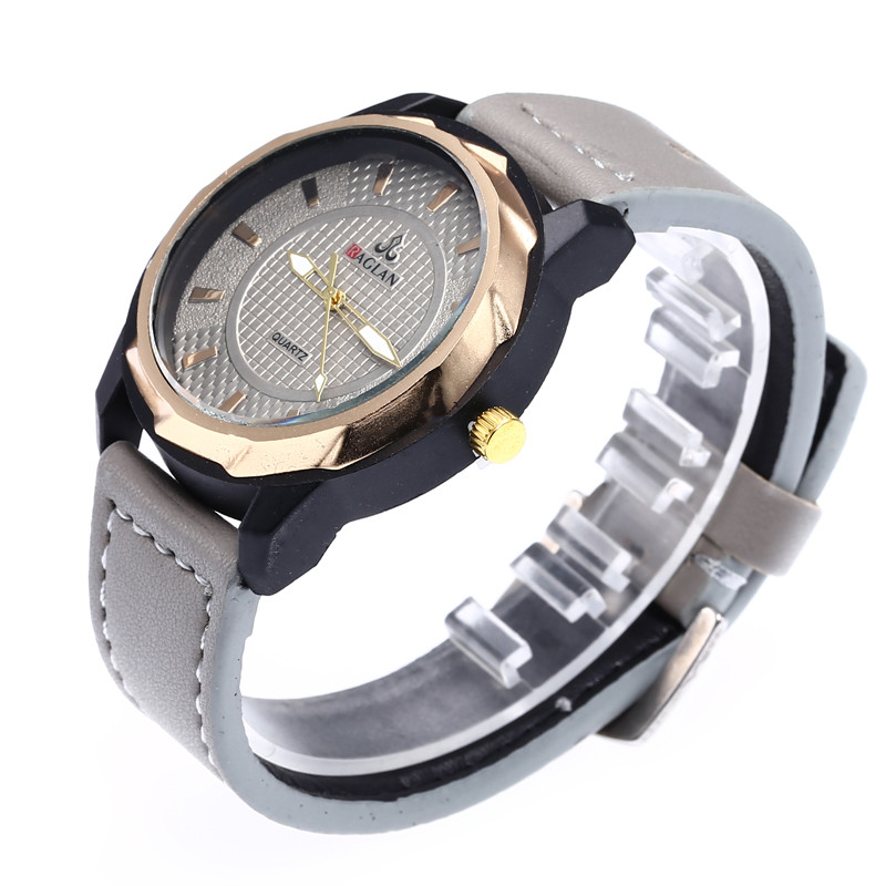 WJ-7972 Genuine Leather Wrist Hand Watch Men