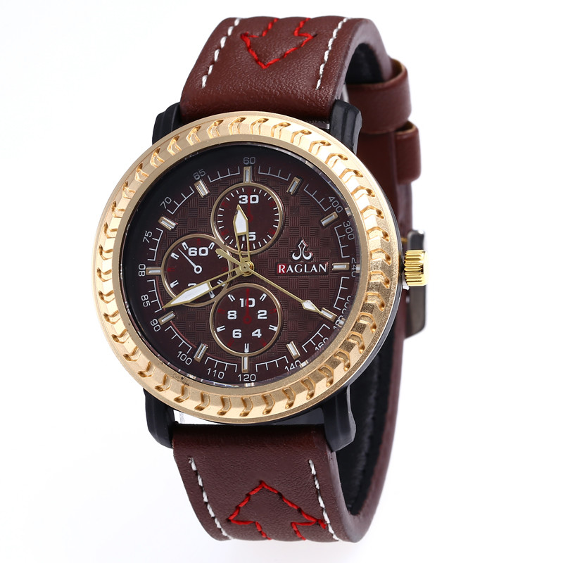 WJ-7971Men Black Quartz Wrist Leather Watch