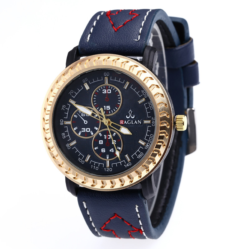 WJ-7971Men Black Quartz Wrist Leather Watch