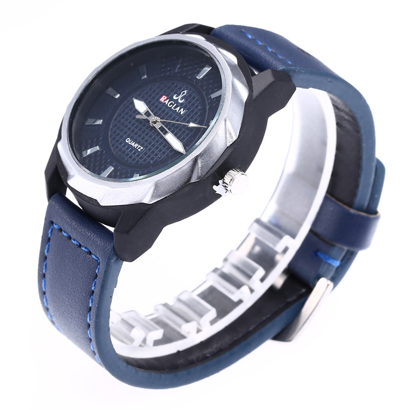 WJ-7969 Fashion Men Black  Leather Strap Wrist Watch