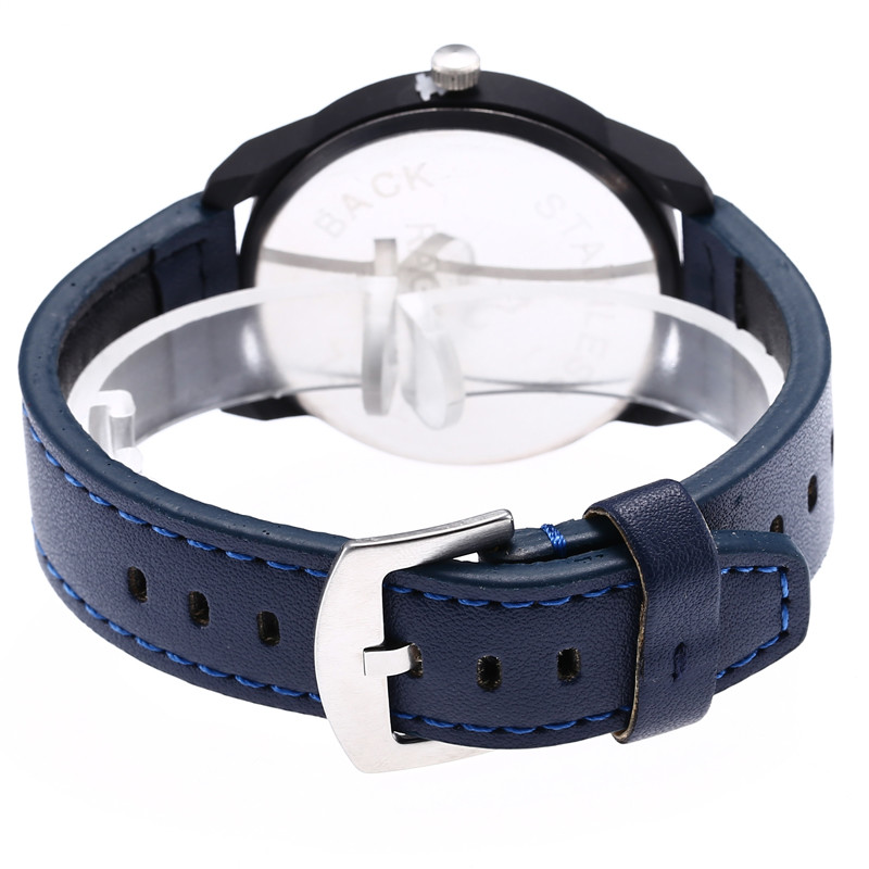 WJ-7969 Fashion Men Black  Leather Strap Wrist Watch