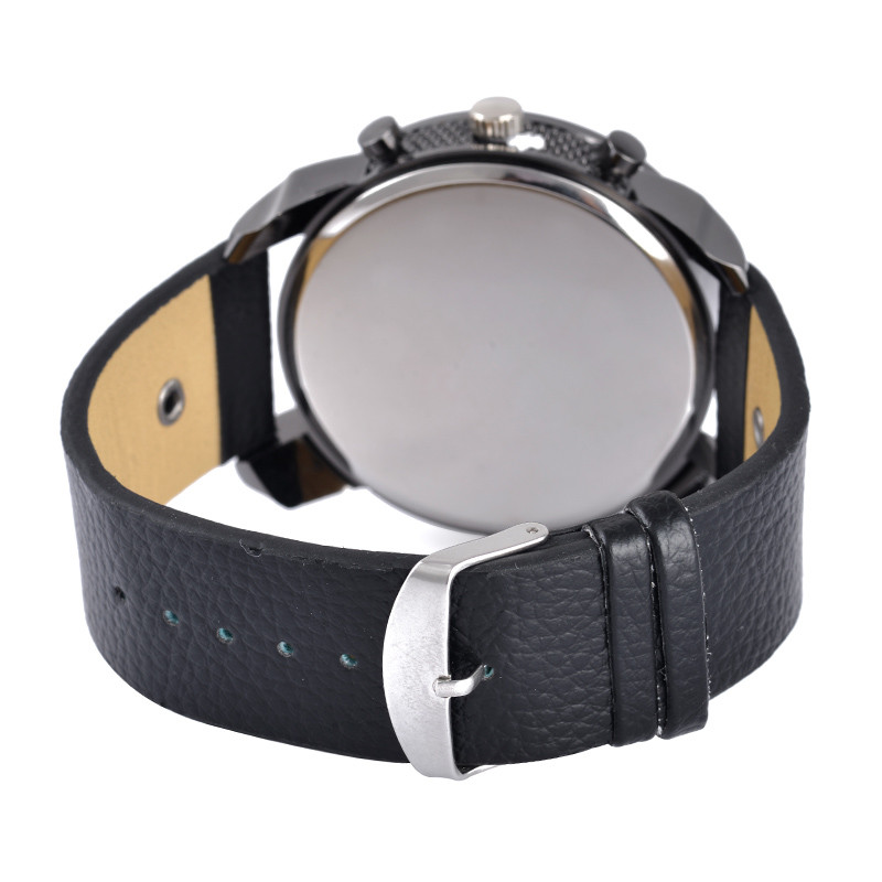 WJ-5381 personality double time fashion student quartz charming leather men watch