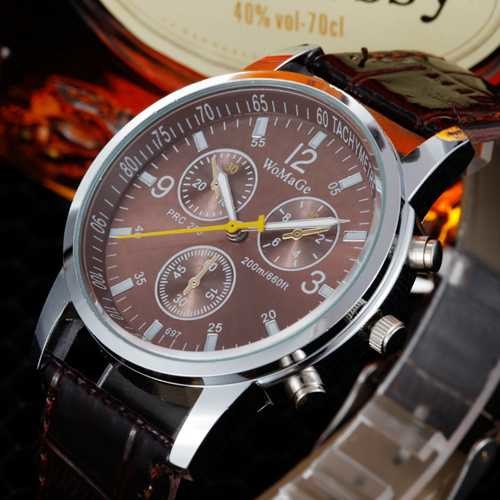 WJ-3250 Womage vogue hot sale newest charming leather high quality quartz men wrist watch