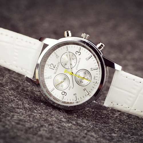 WJ-3250 Womage vogue hot sale newest charming leather high quality quartz men wrist watch