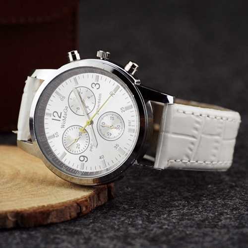 WJ-3250 Womage vogue hot sale newest charming leather high quality quartz men wrist watch