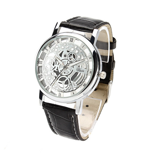 WJ-4136 Leather Casual Top Selling Hollow Quartz Watch