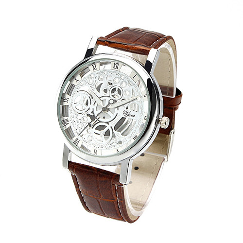 WJ-4136 Leather Casual Top Selling Hollow Quartz Watch
