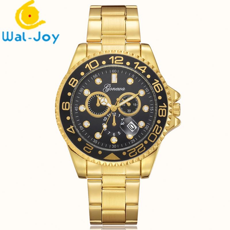 WJ-6525 New Arrival Fashion Complete Calendar Geneva Brand Stainless Steel Back Men Watch