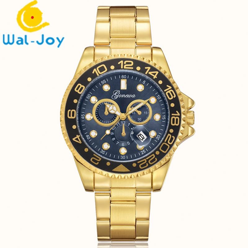 WJ-6525 New Arrival Fashion Complete Calendar Geneva Brand Stainless Steel Back Men Watch