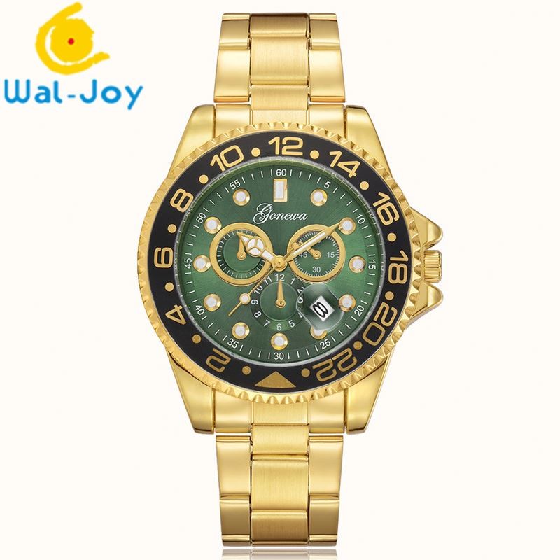 WJ-6525 New Arrival Fashion Complete Calendar Geneva Brand Stainless Steel Back Men Watch