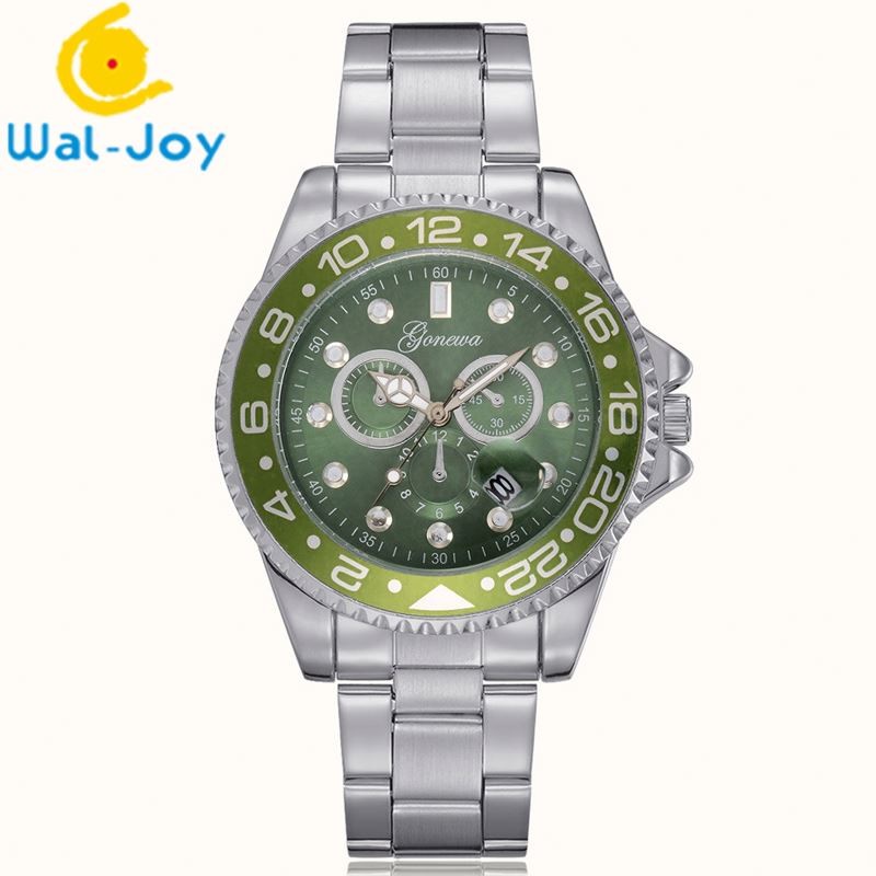 WJ-6525 New Arrival Fashion Complete Calendar Geneva Brand Stainless Steel Back Men Watch