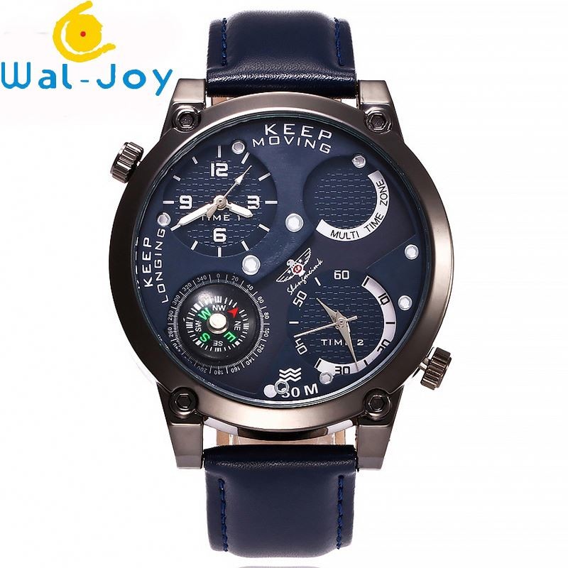 WJ-6641 Double Movement Big Dial Leather Men Watch
