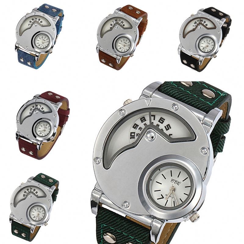 WJ-6641 Double Movement Big Dial Leather Men Watch