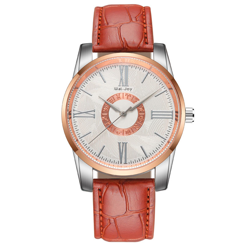 WJ-8106 Simple Leather Band Accept LOW MOQ Add Your Logo Custom Men Watches Wal-Joy Hot Sale Business Male Wrist Watch