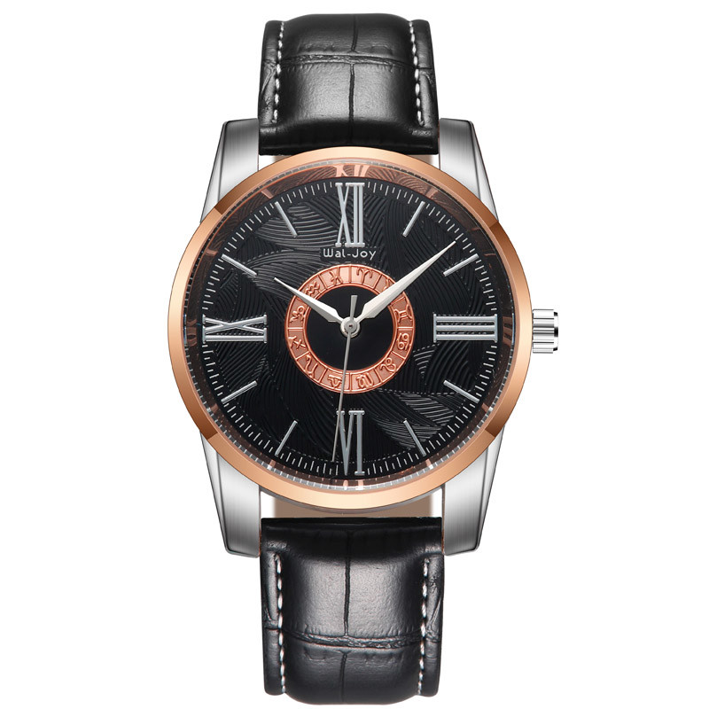 WJ-8106 Simple Leather Band Accept LOW MOQ Add Your Logo Custom Men Watches Wal-Joy Hot Sale Business Male Wrist Watch