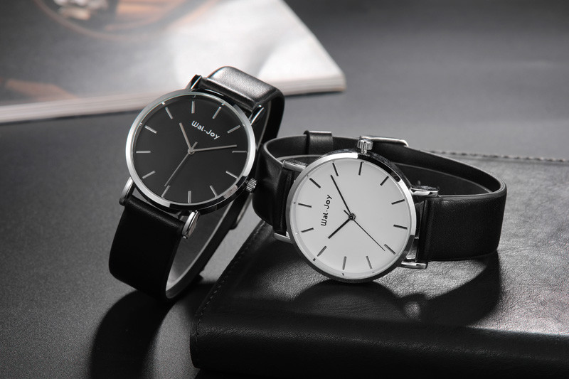WJ-6494 Trendy Quartz Movement High Quality Men Leather Watch Wal-Joy Brand Fancy Blue And White Dial Male Wrist Watch