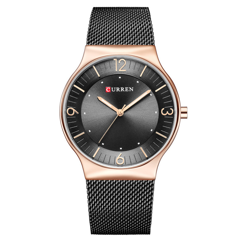 WJ-7428 CURREN 8304 Ultra-thin Round Luxury Men's Watch Minimalist Digital Net Band Wrist-watch Waterproof Imported Wick Watch