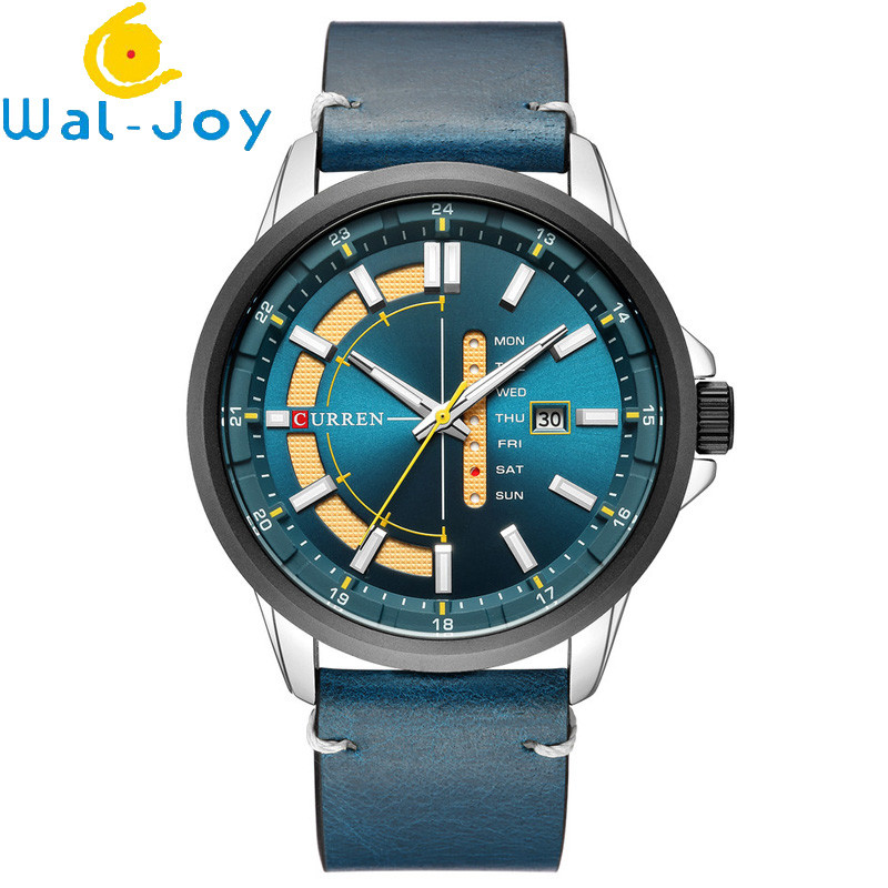 WJ-7601 New CURREN Brand fashionable Amazon Men's Quartz Belt Watch 30 Meters Waterproof Japanese Core Watch