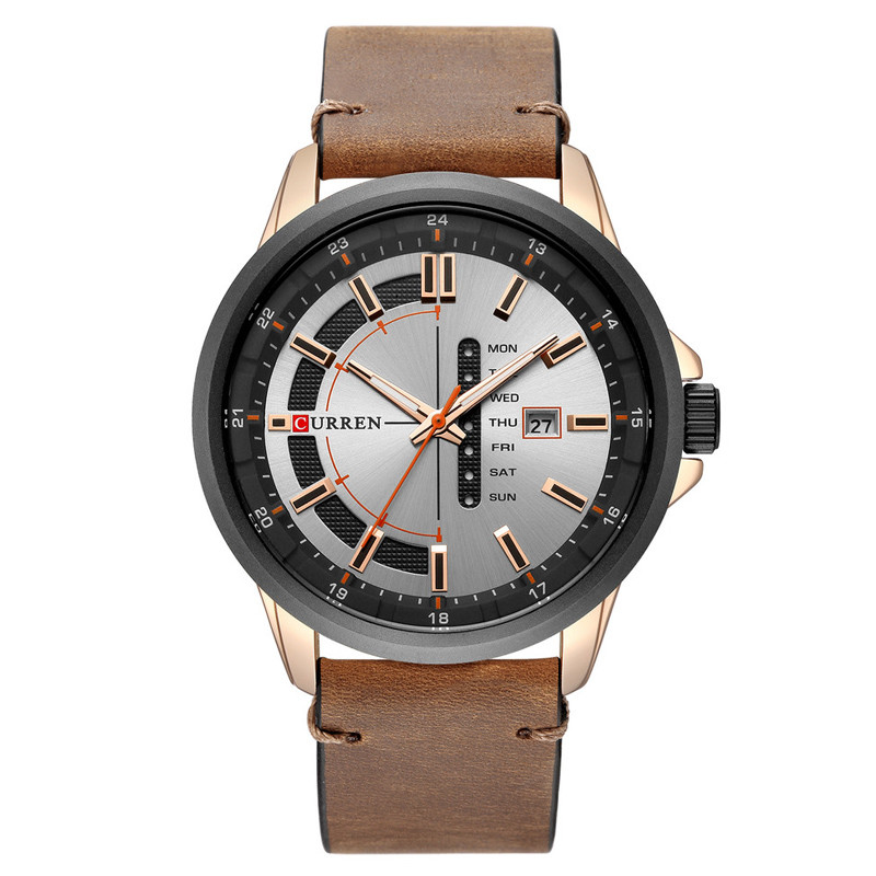 WJ-7601 New CURREN Brand fashionable Amazon Men's Quartz Belt Watch 30 Meters Waterproof Japanese Core Watch