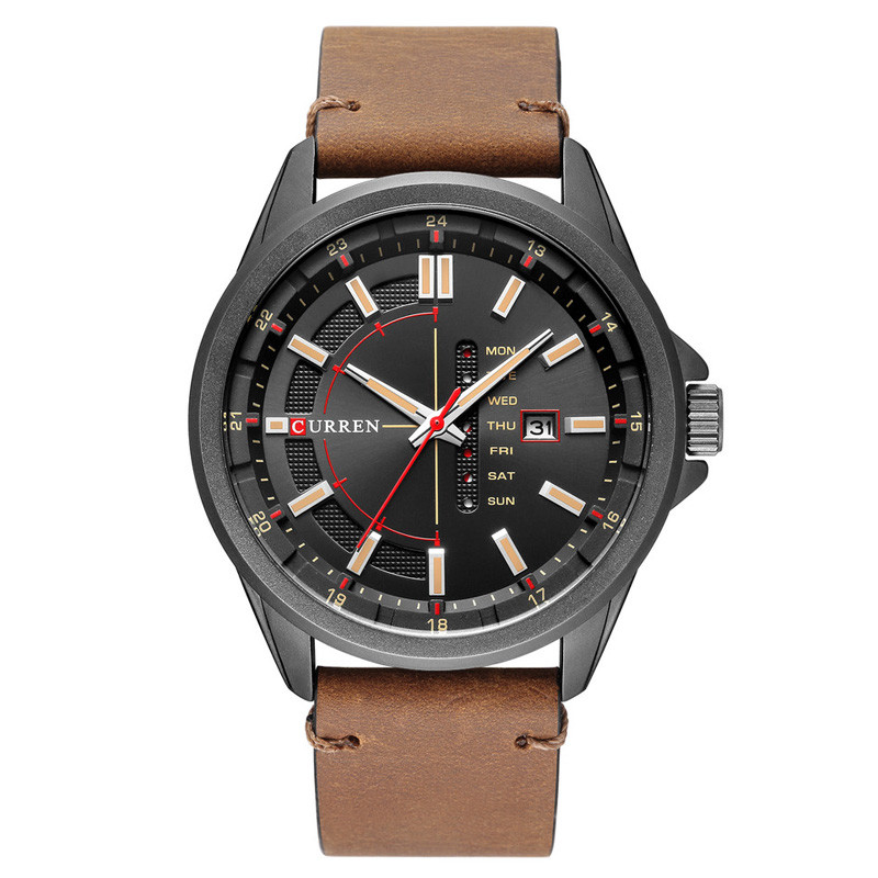 WJ-7601 New CURREN Brand fashionable Amazon Men's Quartz Belt Watch 30 Meters Waterproof Japanese Core Watch