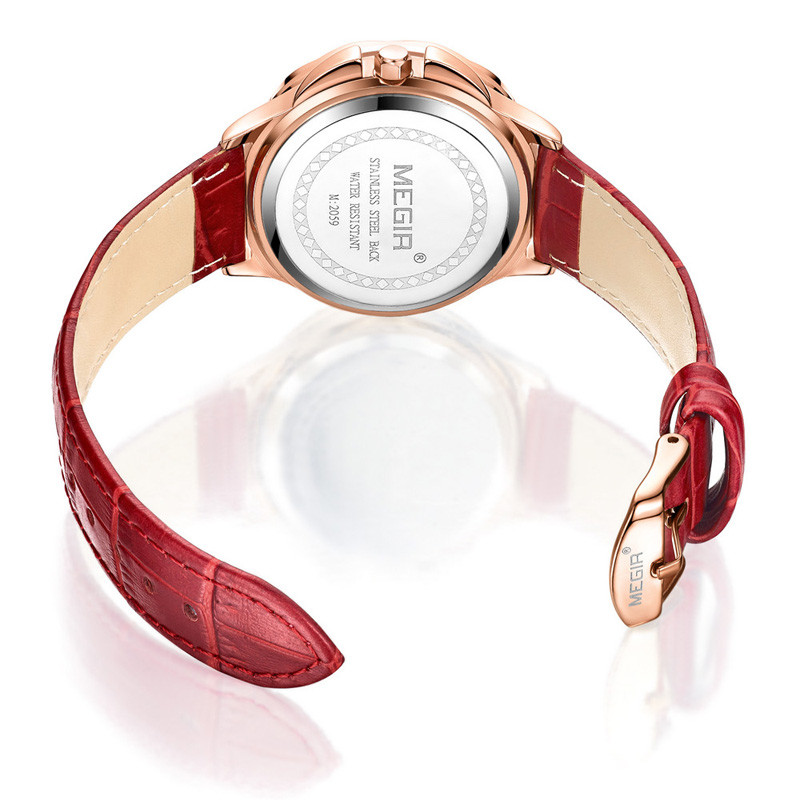 WJ-7603 Miss MEGIR Magel 2059 Fashionable Quartz Watch Water Diamond Decorative Dial Luxury Women's Watch