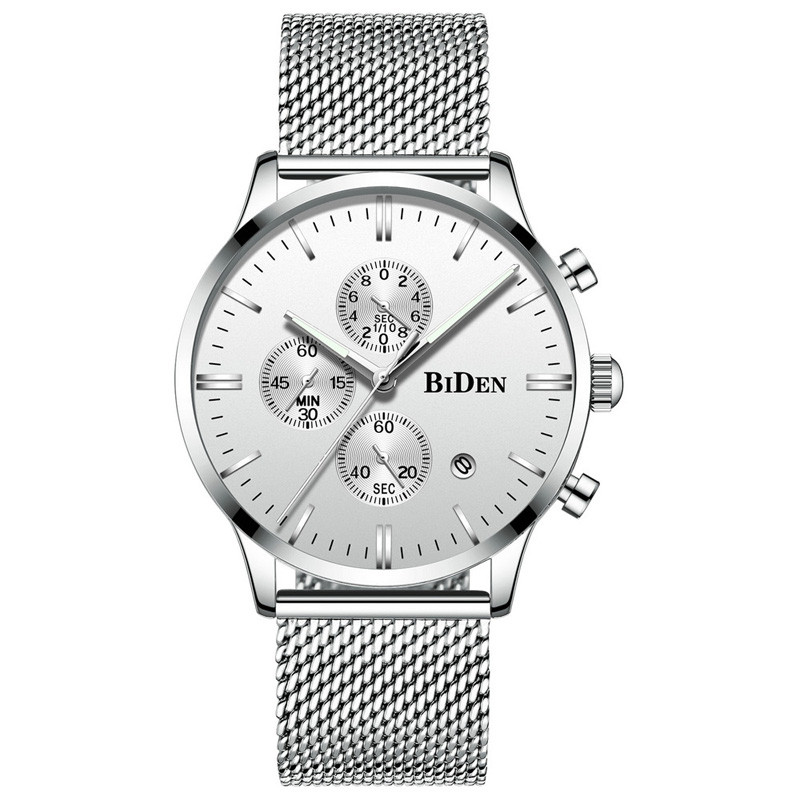 WJ-7394 Vogue Waterproof Stainless Steel Wrist Watches Business Men Handwatches Water Resistant Date Quartz Watches