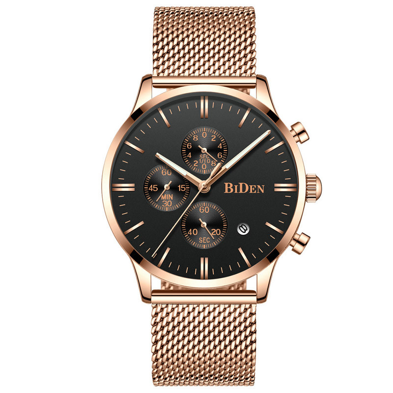 WJ-7394 Vogue Waterproof Stainless Steel Wrist Watches Business Men Handwatches Water Resistant Date Quartz Watches