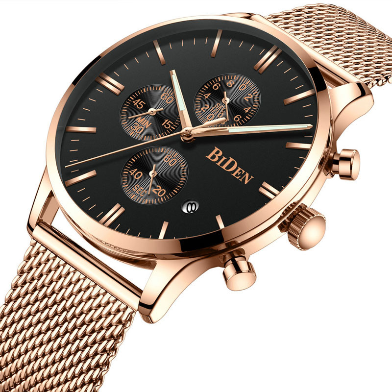 WJ-7394 Vogue Waterproof Stainless Steel Wrist Watches Business Men Handwatches Water Resistant Date Quartz Watches