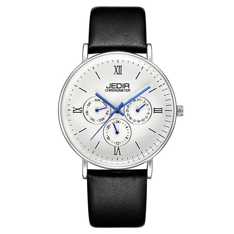 WJ-7396 Wholesales JEDIR Brand Men Watches Latest Design 3ATM Quartz Handwatches Auto Date Day Leather Wrist Watches