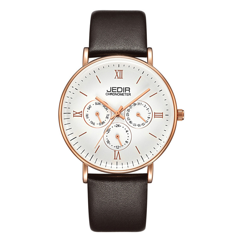 WJ-7396 Wholesales JEDIR Brand Men Watches Latest Design 3ATM Quartz Handwatches Auto Date Day Leather Wrist Watches
