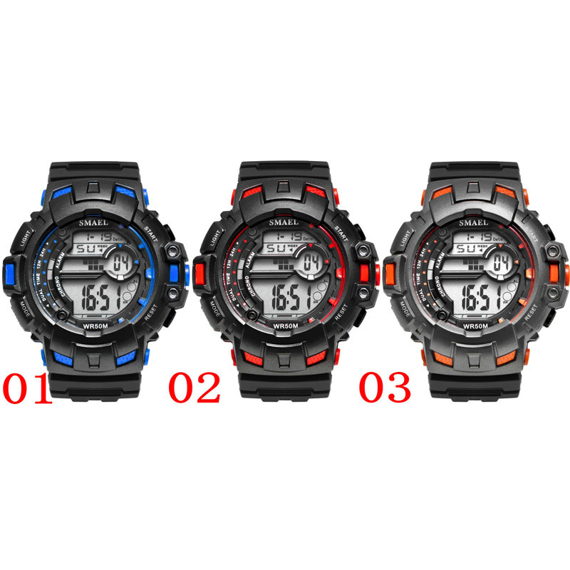 WJ-7700 Fashion Wholesales SMAEL Plastic Watches Big Face Waterproof OEM Handwatches Brand Auto Date Digital Men Wrist Watches