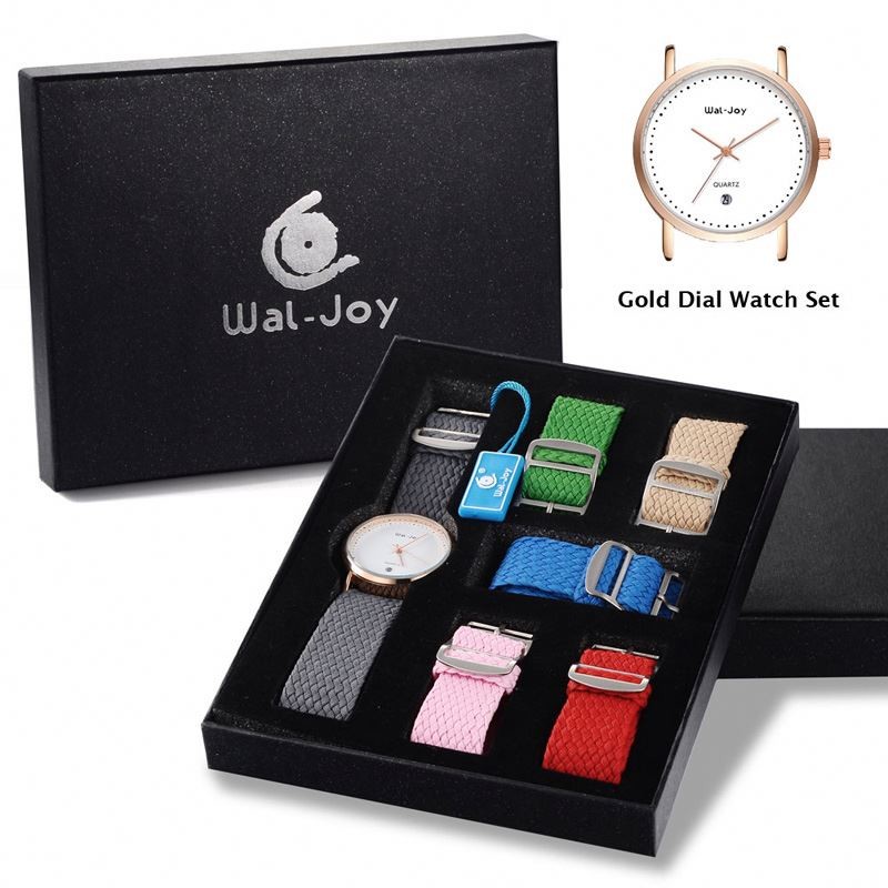 Wal-Joy Brand Nylon Band Waterproof with Calendar Quartz Luxury Watch Set WJ9007