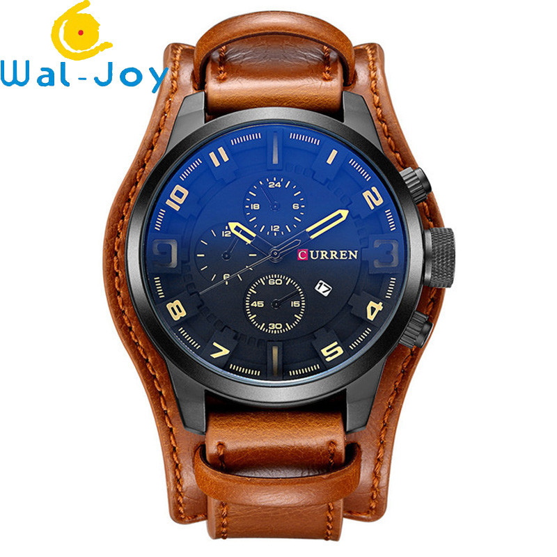 WJ-5911 CURREN 8225 High-end Casual Men's Dial Calendar Watch Waterproof Blue light Quartz Leather Wrist-watch