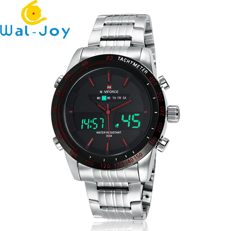 WJ-5004 New Mens Brand NAVIFORCE Watches Stainless Steel Wrist Watches Auto Date Week Designer Hours Men Watch