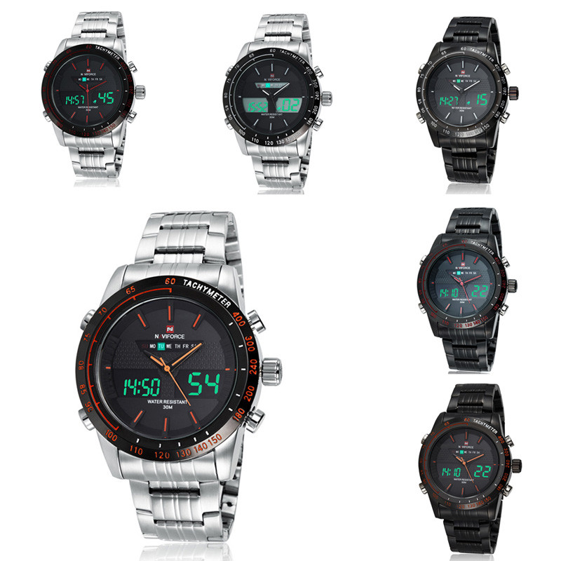 WJ-5004 New Mens Brand NAVIFORCE Watches Stainless Steel Wrist Watches Auto Date Week Designer Hours Men Watch