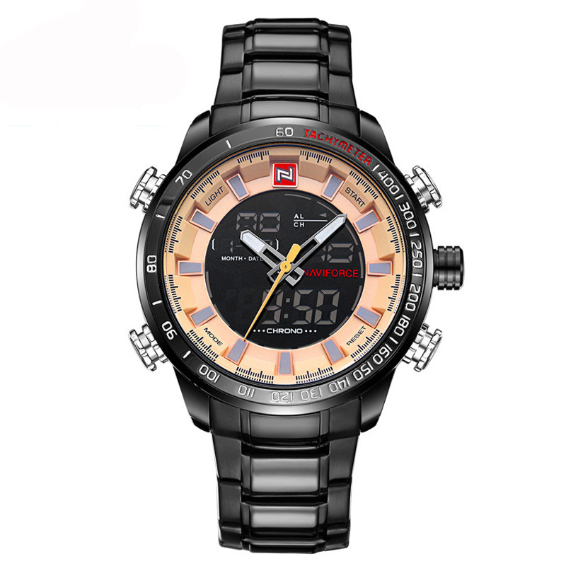 WJ-6308 Naviforce Day Date Brand Quartz Handwatches  Japan Movt Men Watches Stainless Steel Waterproof Watchwatches