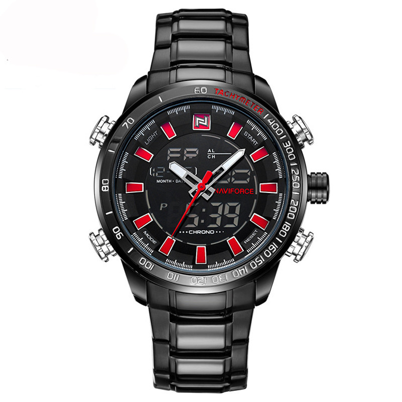 WJ-6308 Naviforce Day Date Brand Quartz Handwatches  Japan Movt Men Watches Stainless Steel Waterproof Watchwatches
