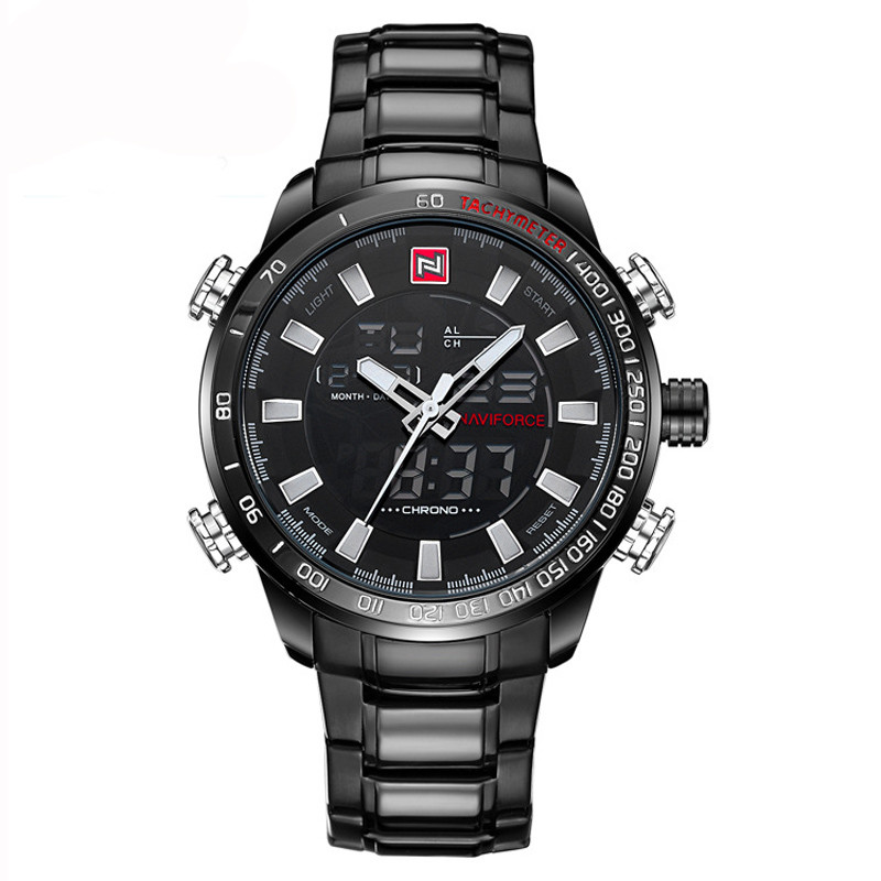 WJ-6308 Naviforce Day Date Brand Quartz Handwatches  Japan Movt Men Watches Stainless Steel Waterproof Watchwatches