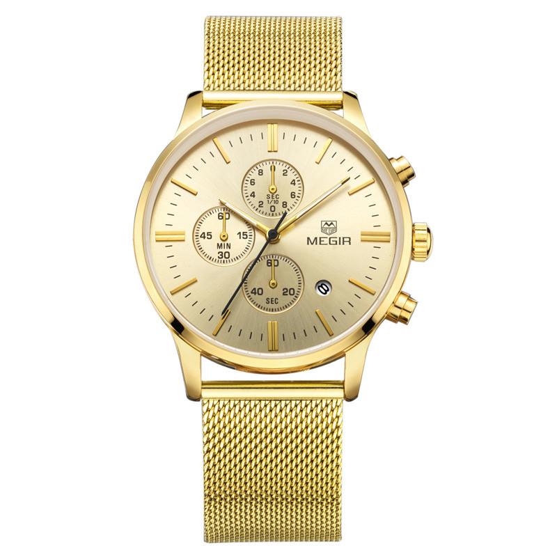 WJ-5263 MEGIR Brand Fashion Multifunction 3ATM Water Resistant Outdoor Men Stainless Steel Sport Watch