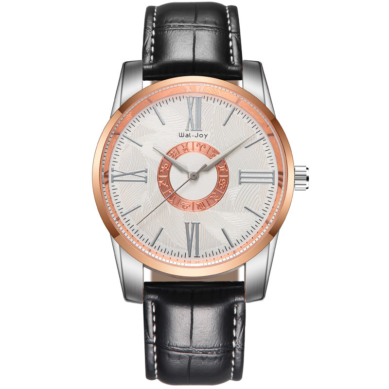 WJ-8106 Waterproof Quartz Wristwatch Simple Roman Digital Scale Leather Strap Watch Popular Small MOQ OEM Watch