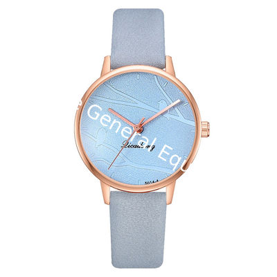 WJ-8453 Good Quality Gift White Fashion Woman Alloy Watch Case Leather Band Strap Watch